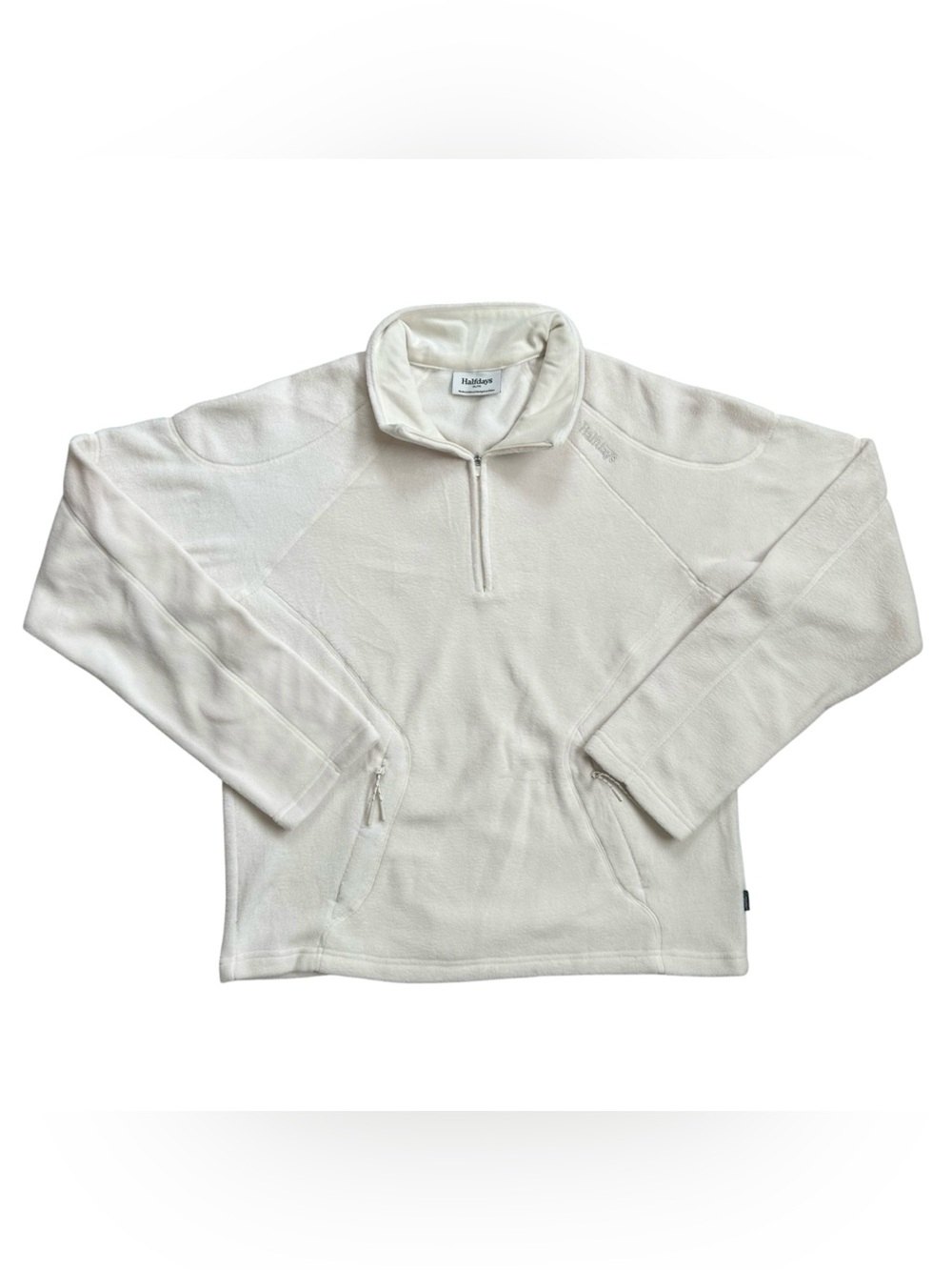 Halfdays Bonnie White Polartec Fleece 1/2 Zip Midlayer Top Size XL